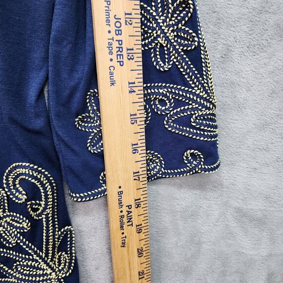 Objects D’Art Jacket Women MEDIUM Navy Blue Soutache Gold Trim Boho Cardigan - Picture 11 of 15